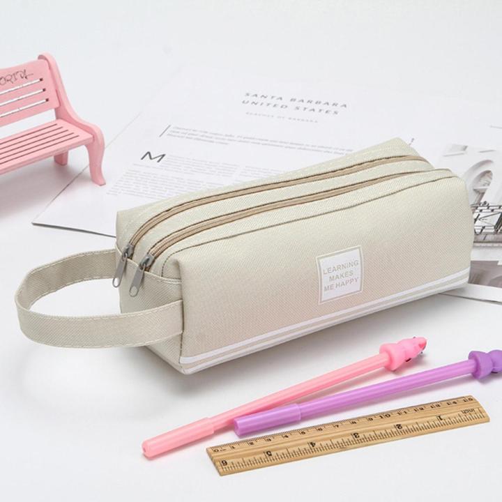 Classic Pocket Pen Pencil Case Canvas Stationery Storage Bag Organizer Cosmetic Eshylala