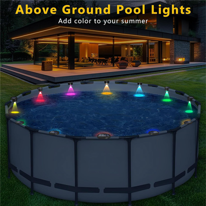 12pack Solar Powered Swimming Pool Edge Lights for Inground Pools ...