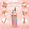 2 in 1 Rechargeable Built-in LED Light for Face Lips Nose Body  Facial Hair Removal for Women Man Electric Eyebrow Shaver Trimmer Eye Brow Hair Remover， Electric Razor and Painless Hair Remover. 