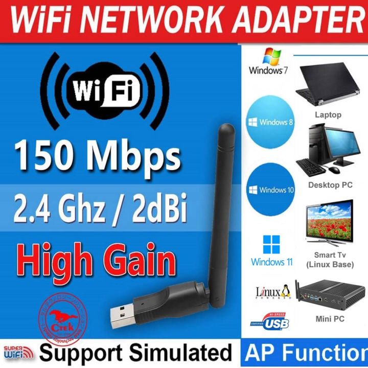 WiFi Adapter 150Mbps with 2dBi Antenna