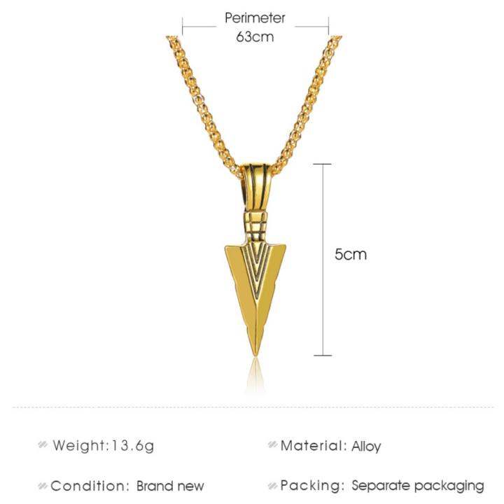 Men's%20Black%20Long%20Necklace%20with%20Arrow%20Pendant%20Hip%20Hop%20and%20Punk%20Rock%20Chain%20Jewelry%20-%20Image%202