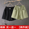 Single/Set of Two Cotton Linen Shorts Women's Summer Pure Cotton Loose Slimming Wide-Leg Pants Leisure Cargo Fifth Pants Trendy. 