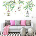 Three Cages Green Leaf with bird Flower Border Wall Decoration Sticker TV Frame Sticker Kitchen Living Room Decoration Star Room Deco wall stickers Stars Tree Wedding nursery decorative. 