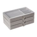 Jewelry Storage Box With 3 Layers/1 Layer Large Capacity Rounded Corners Velvet Interior Earrings Rings Organizer Storage Case. 