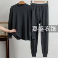 100%Men's and Women's Pure Cotton Long Johns Top & Bottom Thin Suit Cotton Jersey Mid-round Neck Bottoming Middle-Aged and Elderly Thermal Underwear. 