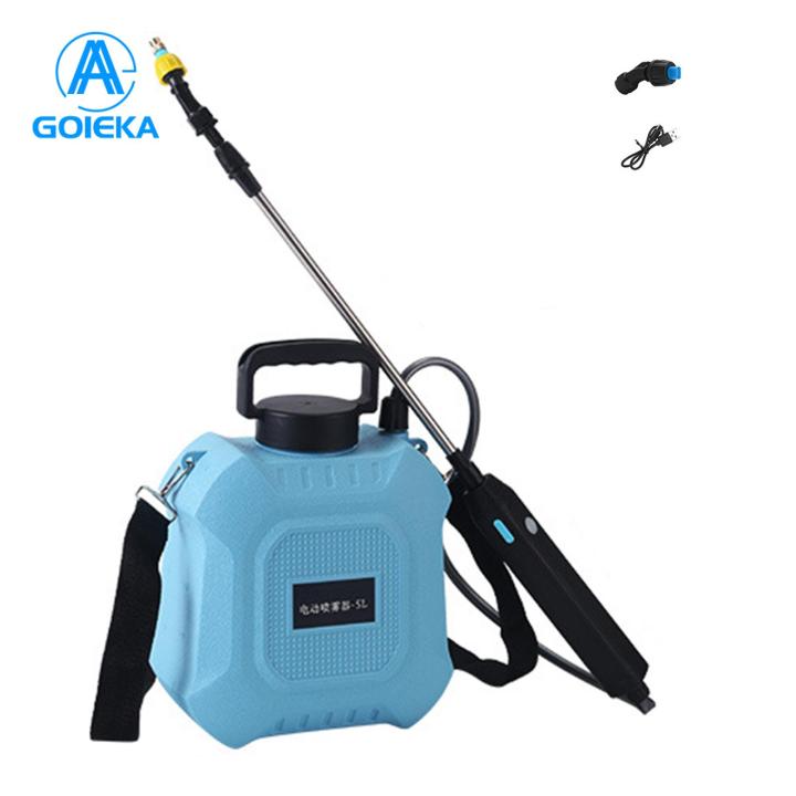 GOIKEA 2 Spray Heads Electric Sprayer 5l/8l Electric Garden Sprayer Backpack with Battery Power for Lawn Maintenance Telescopic Wand Shoulder Strap 2 Nozzles Adjustable Telescopic Rod Sprayer
