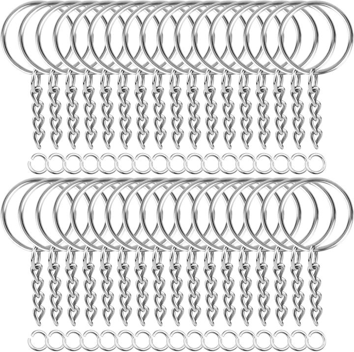100 Pieces Set Split Key Rings with Chain and Jump Rings Bulk Kit ...
