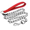 Dog Lead Silver 100cm, Dog Leash, Metal Chain Heavy Duty Chew Resistant for Small Medium Large Dogs Bite Resistant Leash Padded Comfortable Handle. 