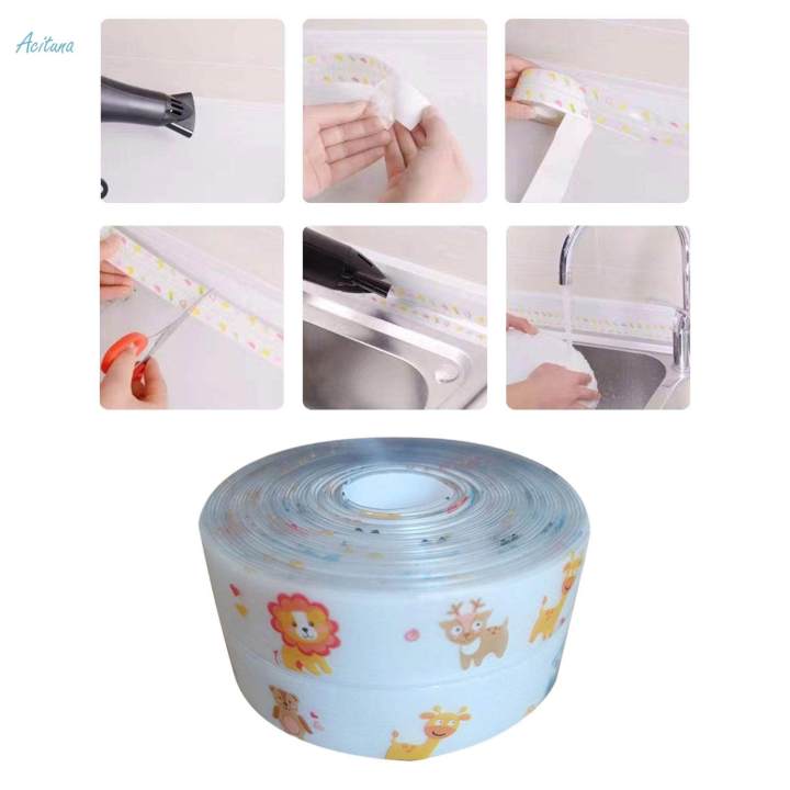 Waterproof Tape, Shower Tile Sealer Sealant, Clear Printed Sticker, Caulk Strip, Toilet Seam Stickers for Bathroom Basin Toilet Kitchen Sink