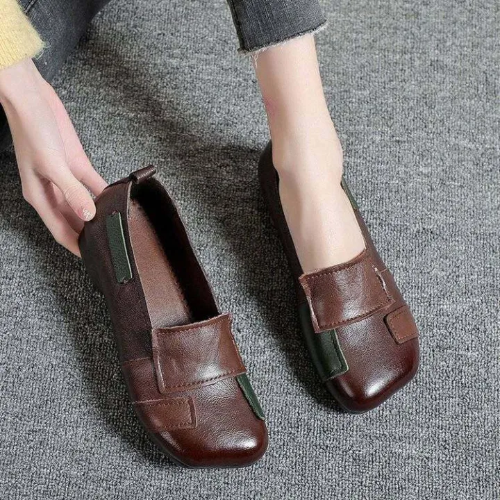 【ZOSR】jxLoafers Women Mules Leather Shoes Casual Flat Shoes Mary Jane Vintage Korean Shoes For Women Slippers INS New3/8