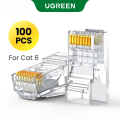 UGREEN RJ45 Connector 50pcs 100pcs CAT6 RJ45 Gold-plated Ethernet Cable Crimp Connectors for UTP Network Cable. 