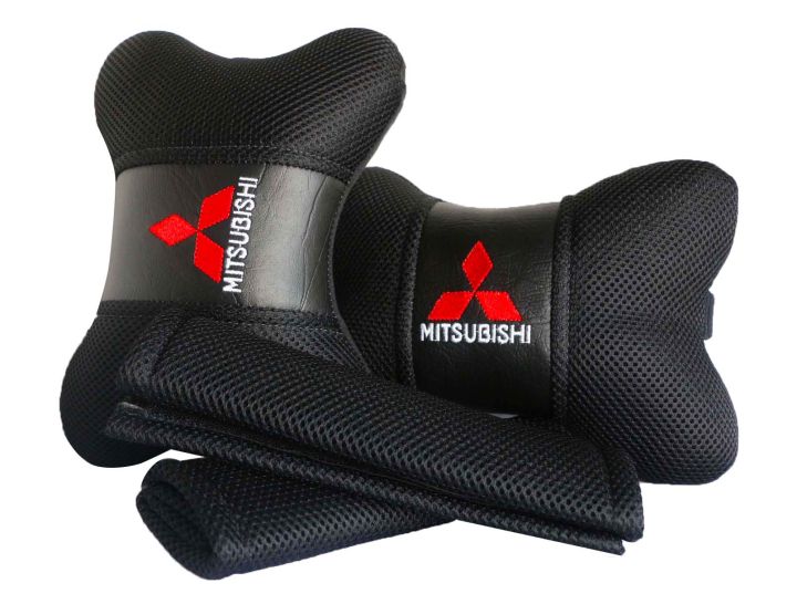 Mitsubishi High Quality Headrest Pillows 2 Pieces With Seat Belt Straps 2 Pieces