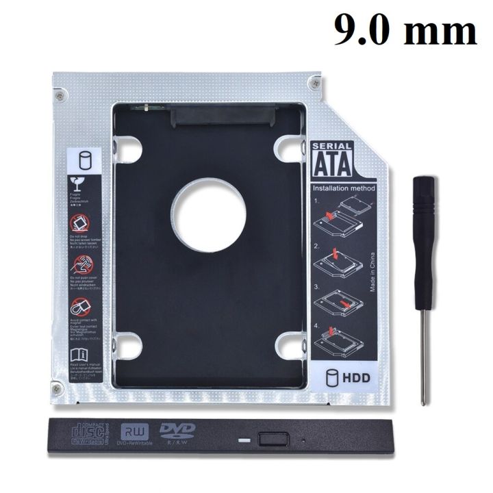 Firewings Aluminum 2nd HDD Caddy 9.0mm / 9.5mm / 12.7mm SATA 3.0 DVD Adapter Hard Drive SSD Enclosure CD-ROM Case