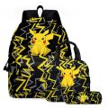 2PC/3PC-Set Pikachu Pokemon Pokémon Pikachu Backpack Student School Bag Pencil Case Children's Gifts Cartoon School Bag MochilaBasketball. 