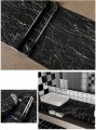 Black Marble Aluminum Foil Kitchen Stickers Oil-Proof Waterproof Self Adhesive Wallpaper PVC Bathroom Wall Stickers - 5 Meter. 