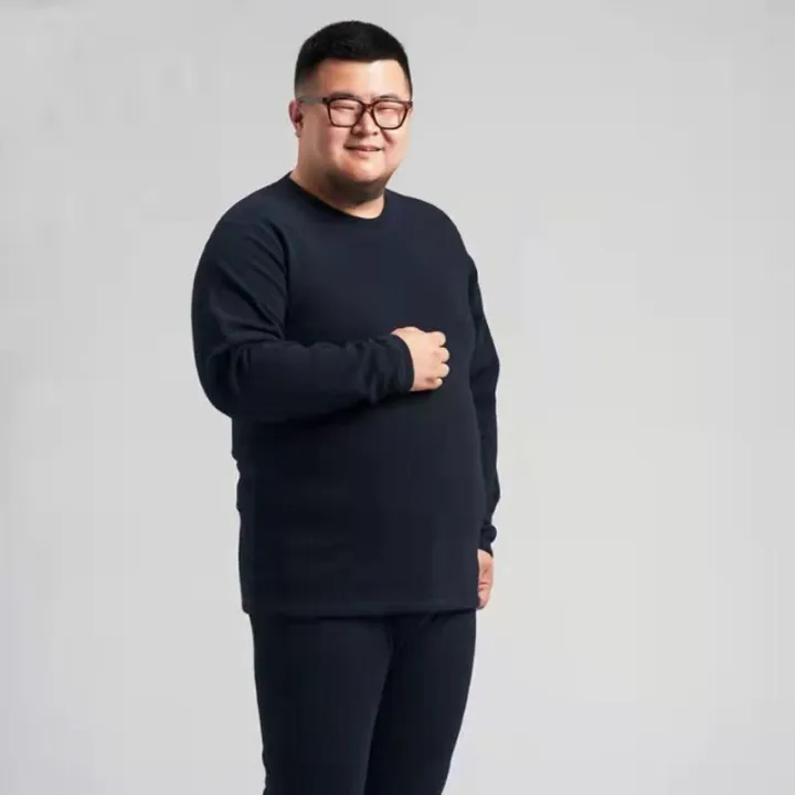 Cold-Proof Warm plus Size Fat People 300 Autumn Suit Thickened Fleece-lined Men's Thermal Clothes plus-Sized plus-Sized