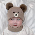 Cartoon Baby Hat Big Double Pompom Winter Warm Newborn Beanie Hats Soft Cotton Ear Protection Kids Bonnet. 