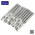 Drillpro 10Pcs 1/8" Carbide Flat Nose End Tools DIY Mill CNC Router Bits 1-Flute Spiral 17mm. 