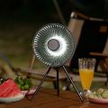 Portable Fan Rechargeable Battery Powered Fan Outdoor Camping Fan with Light and Hook for Home Tent Travel Gray. 