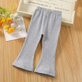 Yfashion Kids Girls Cotton Leggings Flared Pants Cotton Solid Color Baby Spring Autumn Outerwear Elastic Bottom Long Pants. 
