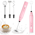 Mini Electric Handheld Milk Frother Electric Blender with USB Electrical Maker Whisk Mixer for Milk Frother Cappuccino Pink. 