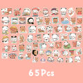 65Pcs Bubu And Dudu Stickers Cute Bear Couple DIY Toy Doodles Decal Phone Case Scrapbook Waterproof Decoration. 