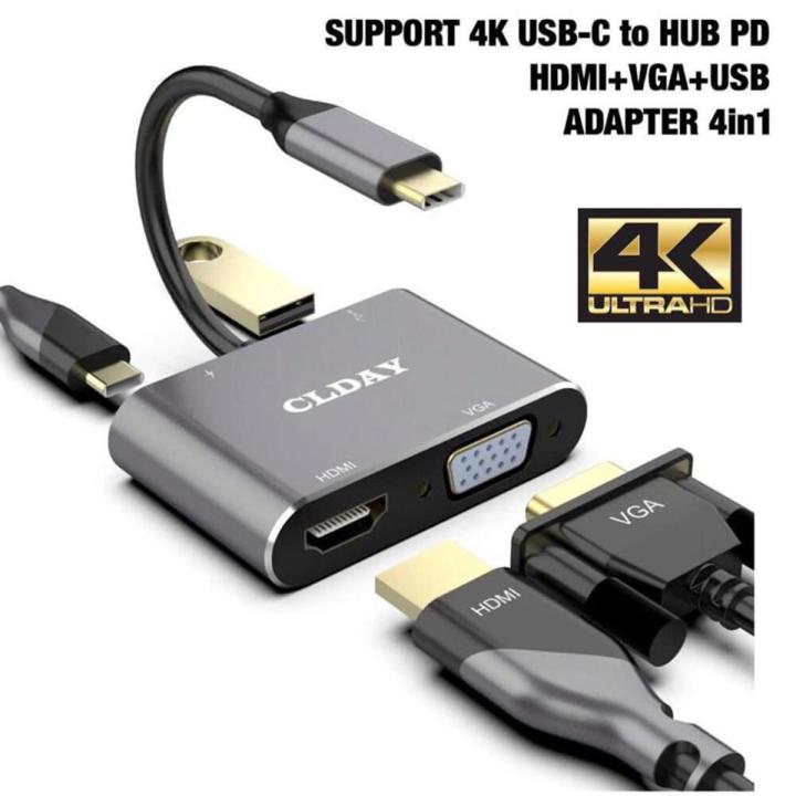 Spectrum Mobile Support 4K USB-C to HUB PD/ HDMI+VGA+USB Adapter 4in2