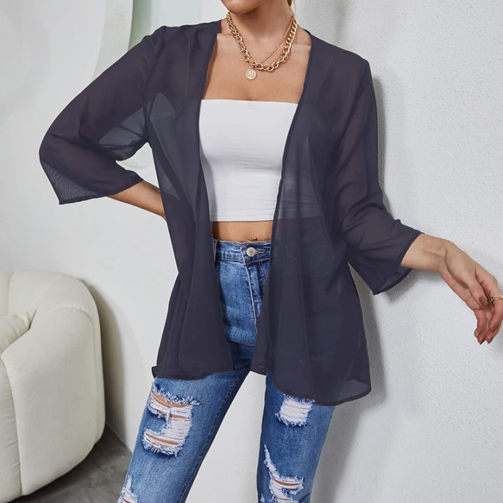 Women's%20Sheer%20Chiffon%20Jacket,%20Casual%20Cover%20Up%20Tops%20Lightweight%20Beach%20Cardigans%20Blouse%20Shawl%20-%20Image%206