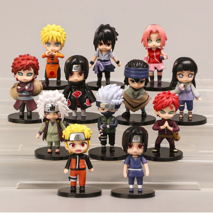 naruto 12 Naruto figures with pedestal figures, ornaments, Naruto, Kakashi, Sasuke, Haruno, Sakura, Hinata dolls Action Figures