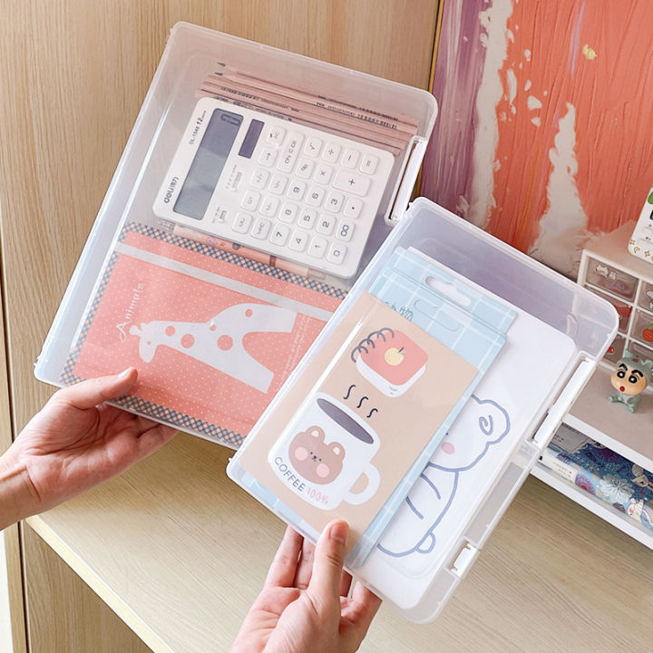A4 Transparent Storage Box Clear Plastic Document Paper Filling Case File Box Fayshow