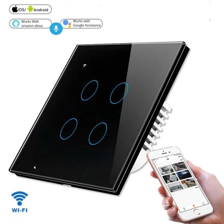 WiFi Smart Touch Switch Light Switch Wall Button Smart Home Works With Smart Life App Via Alexa Google Home 4 Gang