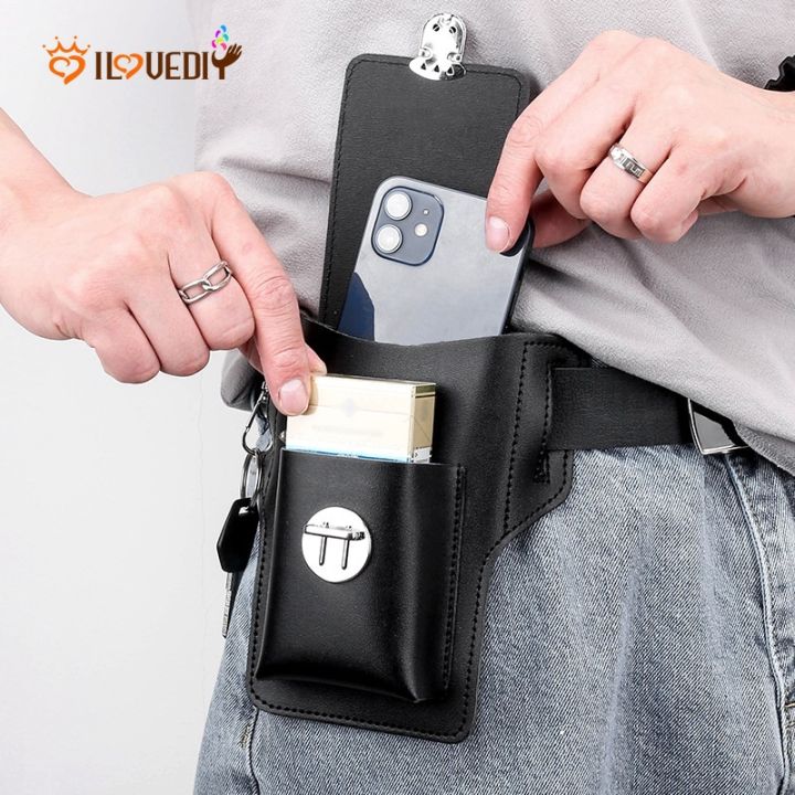 Men's Multifunctional Leather Organizer Waist Bag Waterproof