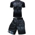 【F MMA BJJ GI Rashguard T Shirts+Muay Thai Shorts Rash Guard Clothing Jerseys MMA Compression T-shirt Men Kickboxing Sets. 