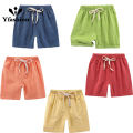 Yfashion Summer Kids Cotton Shorts Casual Loose Solid Color Short Pants For Boys Girls 3-8 Years Old. 