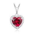 Potiy Heart Shape 3.6ct Created Ruby Pendant Necklace No Chain 925 Sterling Silver for Women Daily Wedding Party Jewelry. 