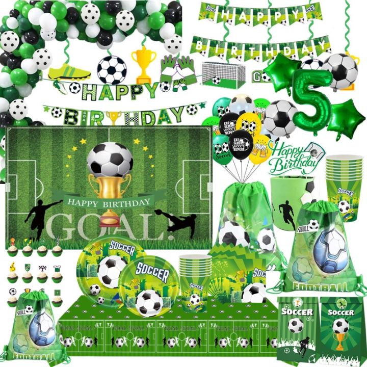 Soccer Football Theme Kids Boy Birthday Party Tableware Decoration Cup Plate Napkin Banner Tablecloth Balloon Party Supplies Set