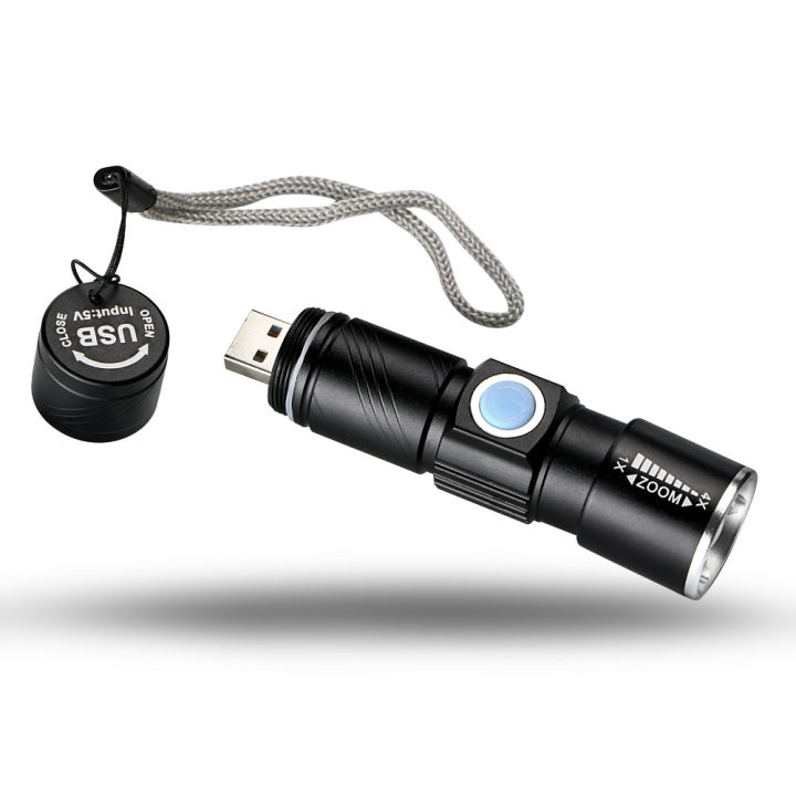 Rech Flashlight Usb Mini USB Rechargeable Flashlight 3 Modes Zoom Light Flash Waterproof ...