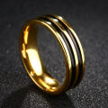 【Fullyoung_520 Store】Letdiffery Gold Stainless Steel 2 lines Men Rings Fashion Enamel Simple Women Rings Birthday Gifts. 