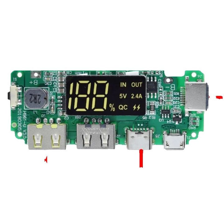 LED Dual USB 5V 2.4A Micro/Type-C USB Mobile Power Bank Charging Module Lithium Battery Charger Board Circuit Protection