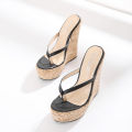 【BestGO】4.13 inches Wedges Mules for Women High Heels Flip flops Sandals Ladies Slides High Heeled Slippers Shoes Size 35-42. 