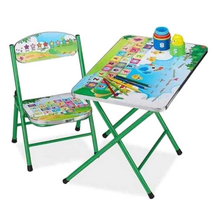 Kid’s Foldable Table & Chair Set / Folding Metal Children’s Furniture / Kids Chair With Table