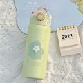 IKUNM 【Ships Within 24 Hours】350/500ML Mini Insulation Cup Cartoon Flower Thermos Bottle With Straw Double 304 Stainless Steel Vacuum Thermos Cup Portable Hot Water Bottle Keep Cold And Hot 24 Hours Thermos Bottle. 