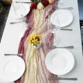 2Pcs Cheesecloth Table Runner Boho Table Runner Gradient Table Runner For Baby Shower Wedding Engagement Bridal Decor. 