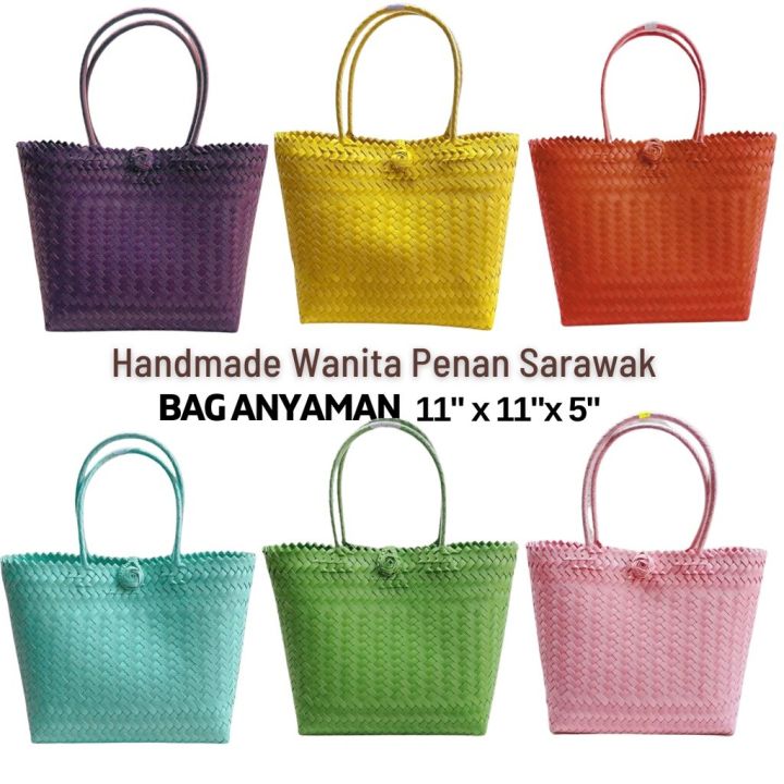 11|x11| - Plain Beg Anyaman Sarawak/ Tote Bag Women / PVC Bakul Anyaman Handmade Wanita Penan Sarawak