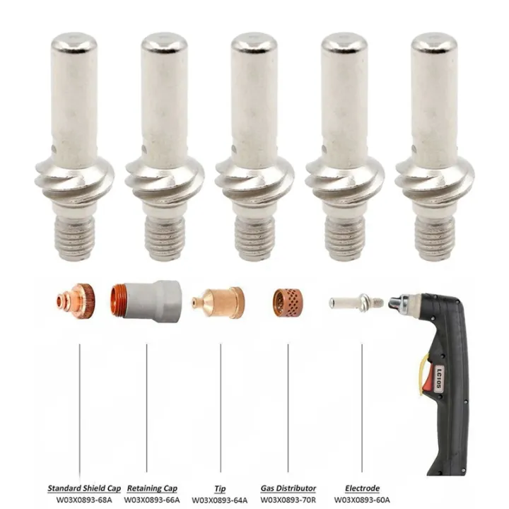 NCANRUI%205pcs%20Plasma%20Cutter%20Electrodes%20Set%20KP2845-1%20for%20LC105%20for%201538%20W03X0893-60A%20Plasma%20Cutting%20Consumables%20Kit%20-%20Image%202