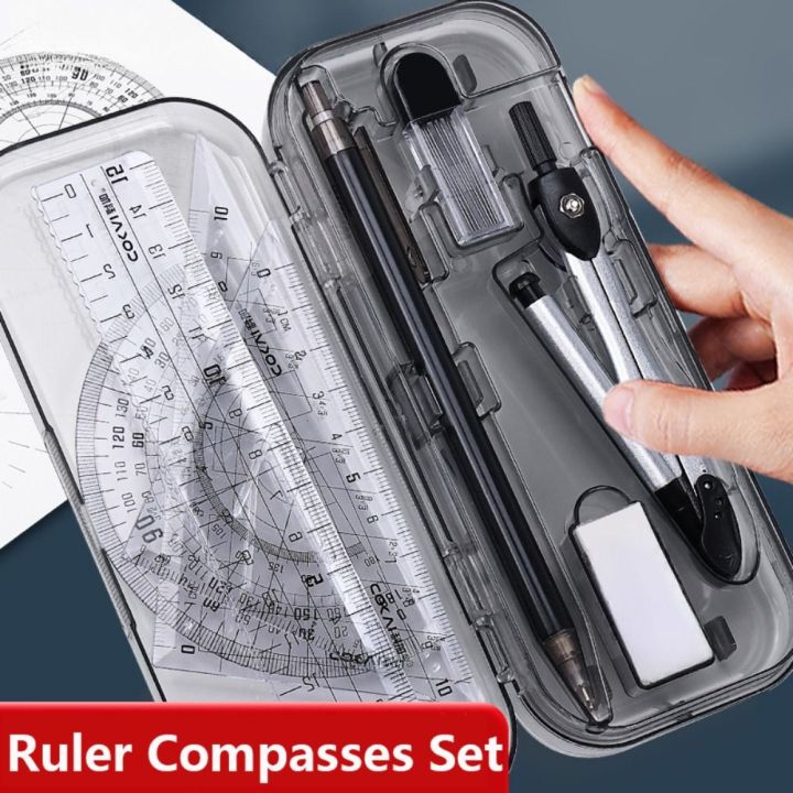 8pcs Ruler 8PCS/Set Multi-Function Plastic Ruler Compasses Set Mechanical Pencil ...
