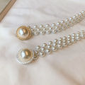 Large Pearl Waist Chain Women's Elastic Belt with Diamond Decoration All-match QUANYIN. 
