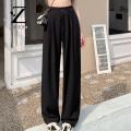 Zentora Long Pants Stylish Women's High Waist Wide Leg Pants for Office Streetwear Elastic Waist Button Zipper Fly Solid Color Trousers Women Pocketed Pants. 