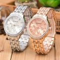 Luxury Women Gold Stainless Steel Quartz Watch Casual Fashion Ladies Wrist Watches Rhinestone Gift Woch Rose Silver. 