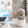 Makeup Brush Holder Organizer with Lid 360 Rotating Dustproof Makeup Brushes Container with Clear Acrylic Cover, Spinning Cosmetics Holders Storage Cup for Vanity (Round). 